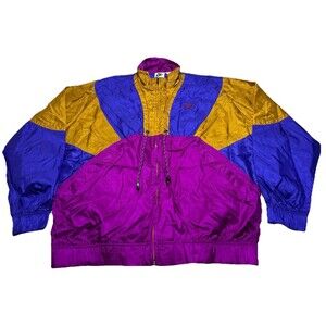 VTG Women's Nike Elite Spell Out Swoosh Colorblock Windbreaker Track Jacket LG